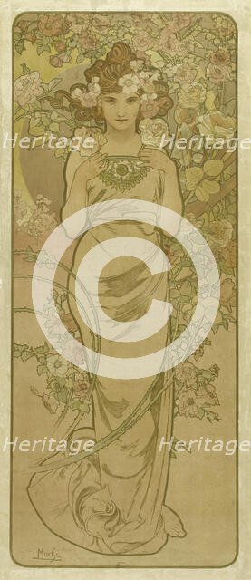 The Rose (From the Series Flowers), 1898. Creator: Mucha, Alfons Marie (1860-1939).