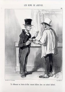 Les Gens de Justice. Un défenseur en Justice de Paix causant affaires..., 1840.  Creator: Honore Daumier.