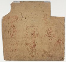 Sketches of Horses and Riders (recto), 17th century. Creator: Unknown.