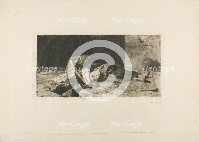 Arab Watching the Body of his Friend, 1879. Creator: Mariano Jose Maria Bernardo Fortuny y Carbo.