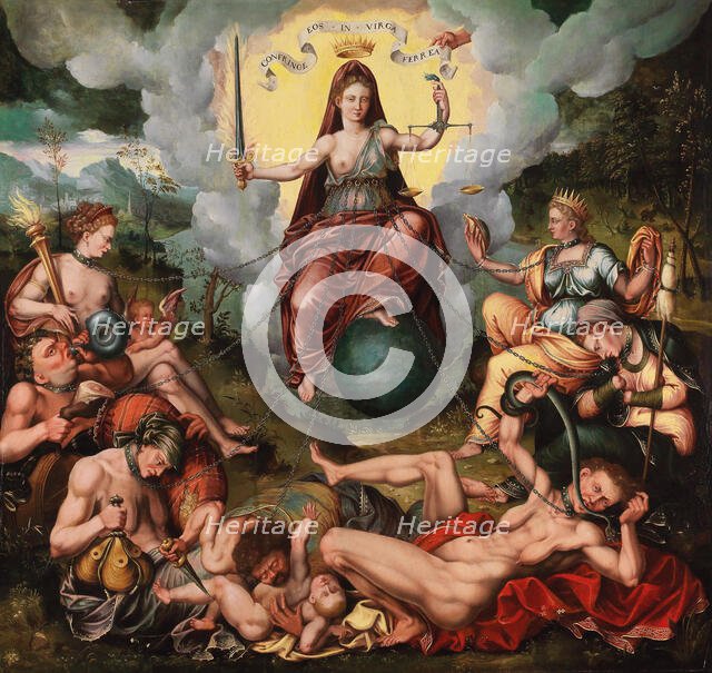 Justitia vanquishes the Seven Deadly Sins, ca. 1600. Creator: Claeissens, Antoon (Antonius) (1536-1613).