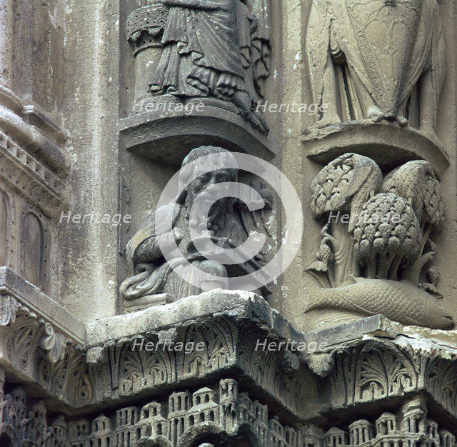Front west detail of Chartres Cathedral, 12th century. Artist: Unknown