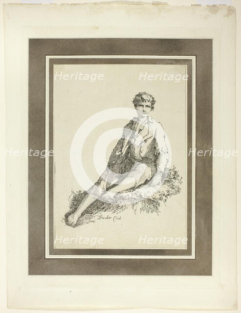 Young Boy Seated, from the first issue of Specimens of Polyautography, 1803. Creator: Thomas Barker.