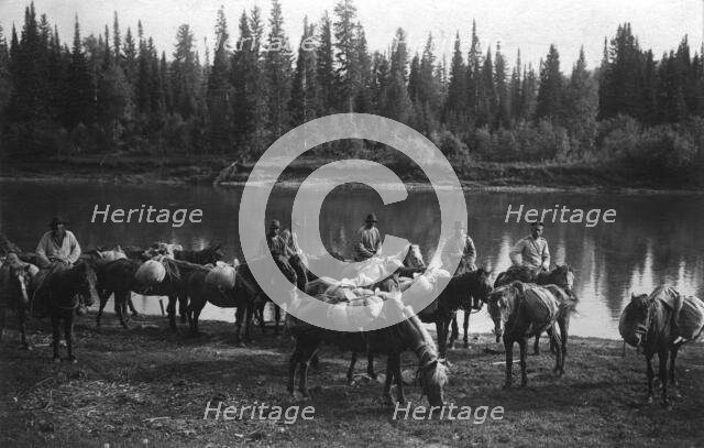 Caravan with Bread for the Expedition, Near the Ust'-Kabyrza Ulus, 1913. Creator: GI Ivanov.