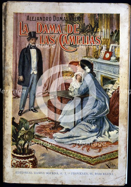 Cover of the novel 'The lady of the camellias', published by Editorial Ramón Sopena...1935. Creator: Dumas, Alejandro, hijo, (1824-1895)..