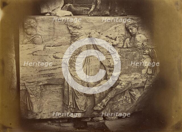 Athens - sculptural fragment, Parthenon frieze, 1865. Creator: Konstantinos Dimitriou.