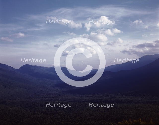 A view looking south through the White Mountains from...Pine Mountain, Gorham vicinity, N.H., 1943. Creator: John Collier.