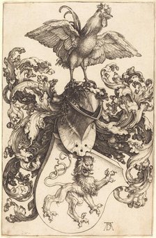 Coat of Arms with a Lion and a Cock, 1502/1503. Creator: Albrecht Durer.
