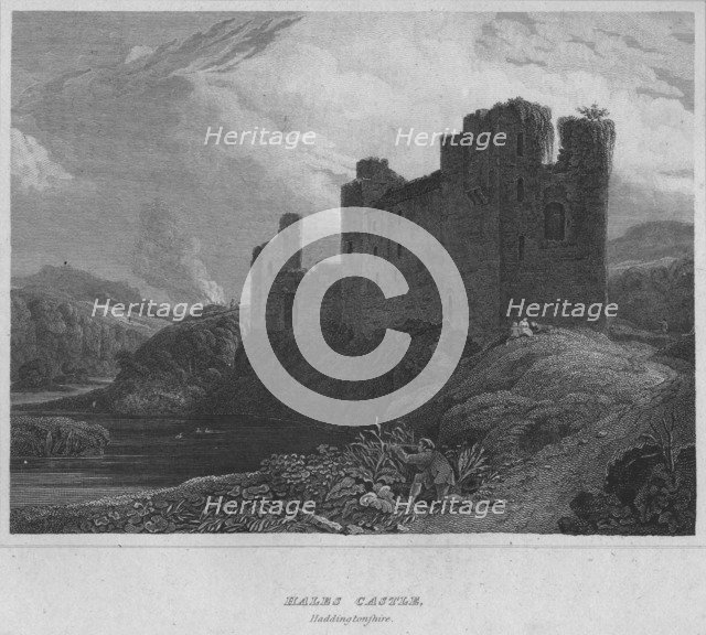 'Hales Castle, Haddingtonshire', 1814. Artist: John Greig.