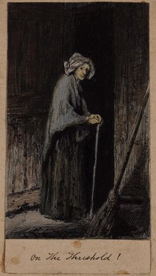 Old Woman with Cane, c1860-1895. Creator: Thomas Hovenden.