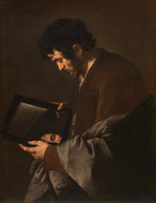 Man meditating in front of a mirror, c.1640. Creator: Master of the Annunciation to the Shepherds (active 1620-1660).