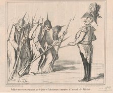 Soldats russes se préparant par le jeune ..., 19th century. Creator: Honore Daumier.