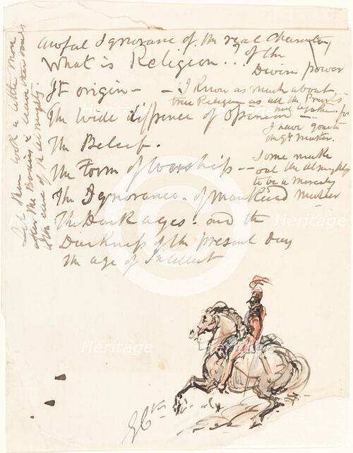 Sketch of Mounted Hussar. Creator: George Cruikshank.