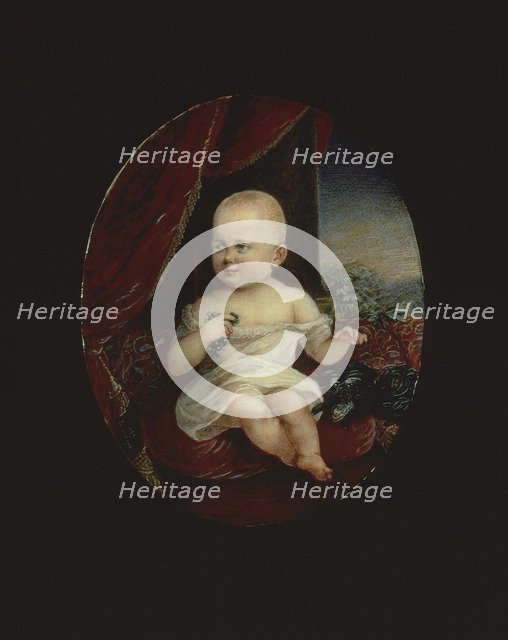 Portrait of Tsarevich Nicholas Aleksandrovich (1868-1918) as a One-Year-old Child, 1869. Artist: Rockstuhl, Alois Gustav (1798-1877)