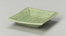 Square Dish with Symbols of Longevity and Immortality, Yuan dynasty (1271-1368). Creator: Unknown.