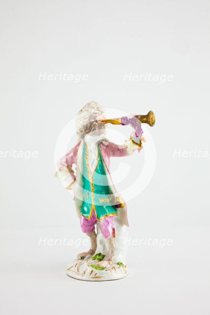 Trumpeter for the Monkey Band, Meissen, c. 1765. Creators: Meissen Porcelain, Johann Joachim Kaendler.