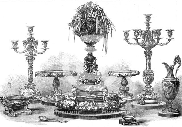 Gold plate presented by...the Royal Navy and Marines to the Duke and Duchess of Edinburgh, 1874. Creator: Unknown.