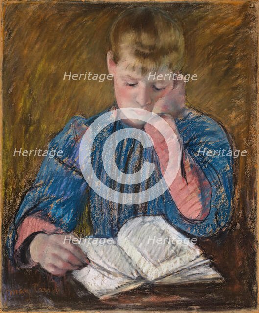Young Girl Reading (Jeune Fille Lisant), c. 1894. Creator: Mary Cassatt.