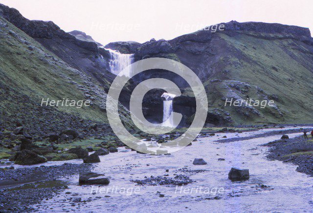 Ofaerofoss Waterfall in Eldgja (Fire Gorge), Central Iceland, 20th century. Artist: CM Dixon.