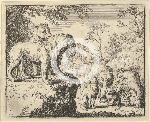 The Lion and the Lioness Pardon Renard and Order the Other Animals to Forget His Crimes..., 1650-75. Creator: Allart van Everdingen.