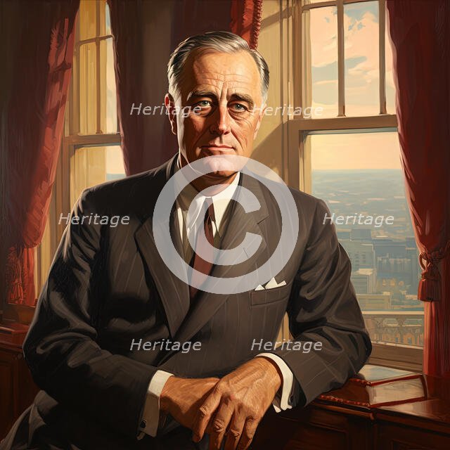 AI IMAGE - Portrait of Franklin D Rosevelt, 1940s, (2023). Creator: Heritage Images.
