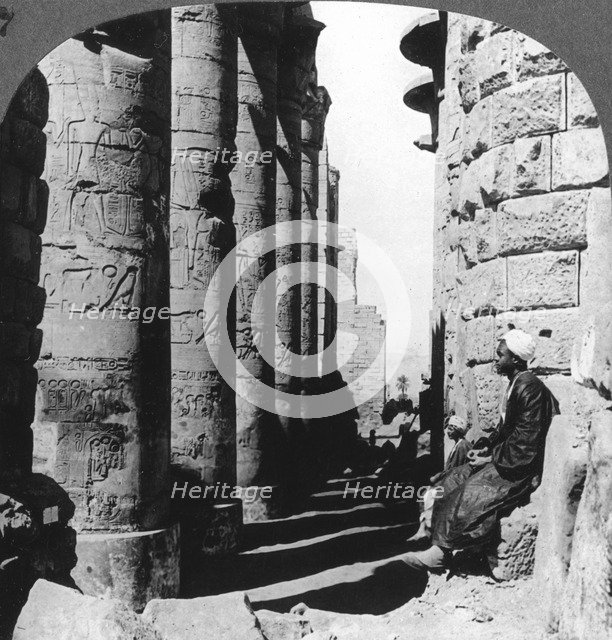 'The famous colonnade in the great Temple at Karnak, Thebes, Egypt', 1905.Artist: Underwood & Underwood