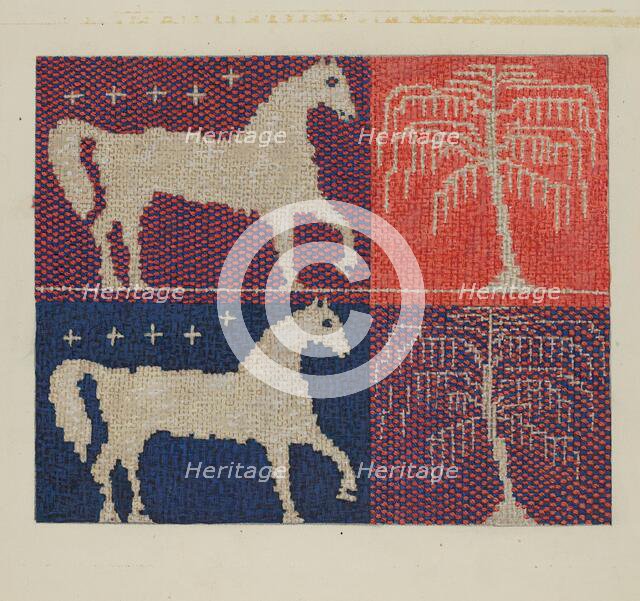 Coverlet Detail "Farmer's Fancy", c. 1937. Creator: Ruth M. Barnes.