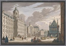 View of the Town Hall, the Nieuwe Kerk and the Waag on Dam Square in Amsterdam, 1753-1799. Creator: Simon Fokke.