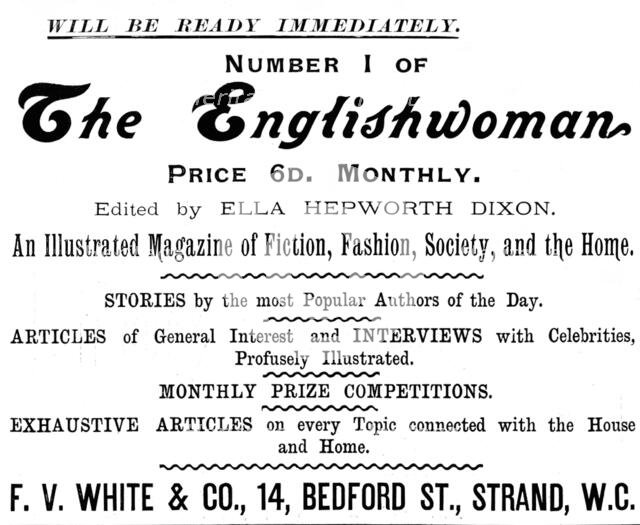 Advertisement for "The Englishwoman" magazine, 1895. Creator: Unknown.