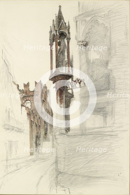 Study of a Niche surrounding the Tomb of Cansignorio della Scala at Verona, 1869. Artist: John Ruskin.