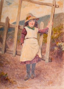 Girl at a Gate, 1887. Creator: Henry Turner Munns.