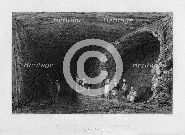 The cave of the school of the Prophets, 1841.Artist: J Sands