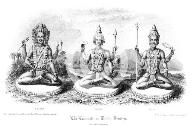The Trimurti or Hindu Trinity.Artist: Andrew Thomas