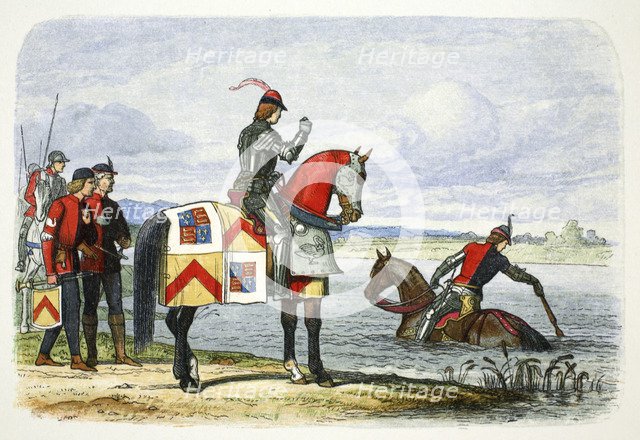 The Duke of Buckingham finds the Severn impassable, 1483 (1864). Artist: James William Edmund Doyle