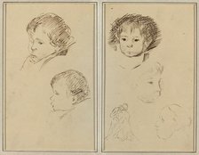 Two Studies of a Child's Head; Two Studies of a Child's Head, a Woman in...[recto], 1884-1888. Creator: Paul Gauguin.