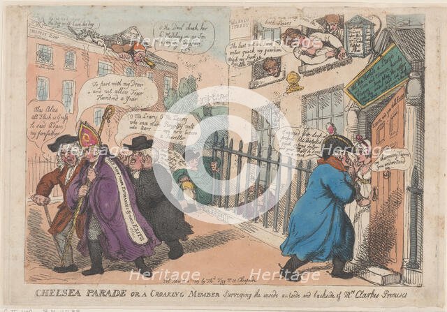 Chelsea Parade or a Croaking Member Surveying The Inside Outside and Backside of ..., March 4, 1809. Creator: Thomas Rowlandson.