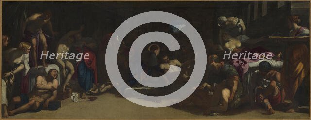 Saint Roch attending the Venice plague-victims in the Lazaretto. Creator: Tintoretto, Jacopo, (after)  .