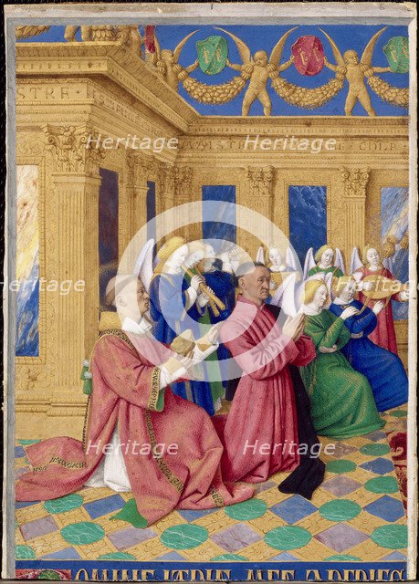 Étienne Chevalier with Saint Stephen, ca 1455. Artist: Fouquet, Jean (1420–1481)