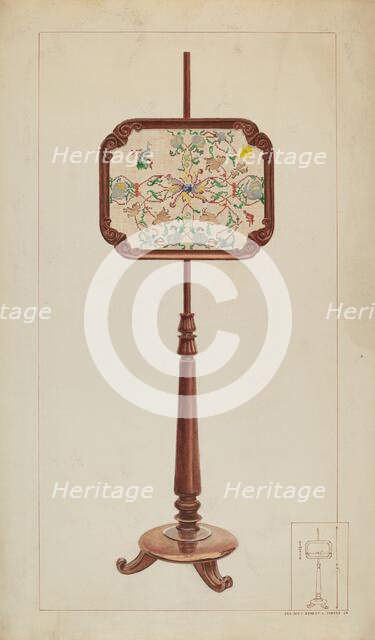 Petit Point Fire Screen, c. 1937. Creator: Ernest A Towers Jr.