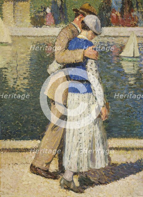 Esquisse de détail pour l'escalier d'Honneur de la mairie du 5ème : un couple..., c.1932-1935. Creator: Henri Jean Guillaume Martin.