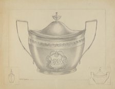 Silver Sugar Bowl with Cover, 1936. Creator: Hester Duany.