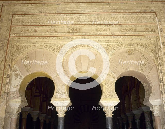 Moorish arches, Medina Azahara palace-city, Cordoba, Spain, 10th century, (2002).   Creator: LTL.