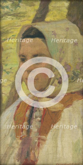 Head of a seated young woman, c1905. Creator: Elemír Halász-Hradil.