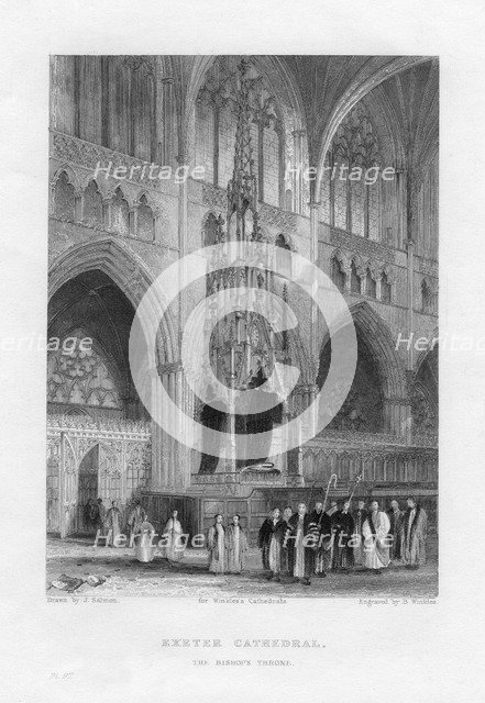 The Bishop's Throne, Exeter Cathedral, Devon, c1836-c1842.Artist: Benjamin Winkles
