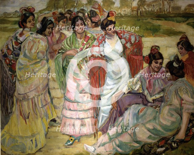  'Women with shawl' by Francis Iturrino.