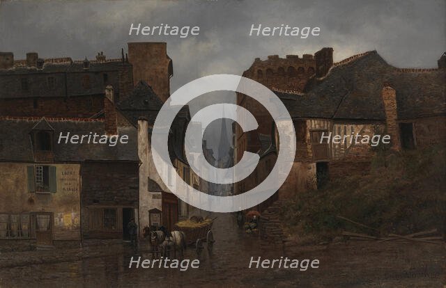 Townscape from Vitré, 1879. Creator: Oscar Kleineh.