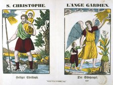 St Christopher and a Guardian Angel, 19th century. Artist: Anon