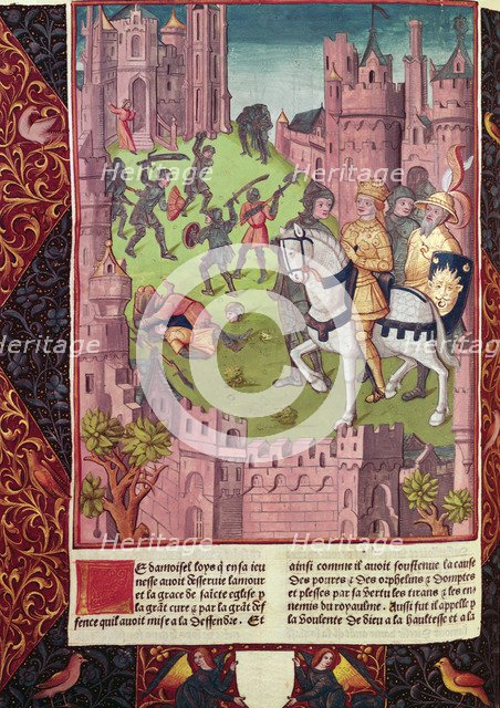 Facts of life of Louis VI the Fat (108 -1137), son of Philip I, Miniature in 'Chronicles of Franc…