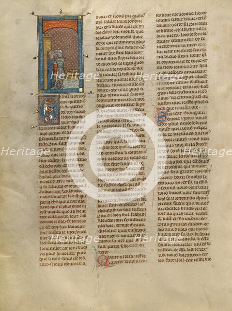 Tristan, Kahedin, and Brangain Arriving at Castle Tintaguel, about 1320-1340. Creator: Unknown.