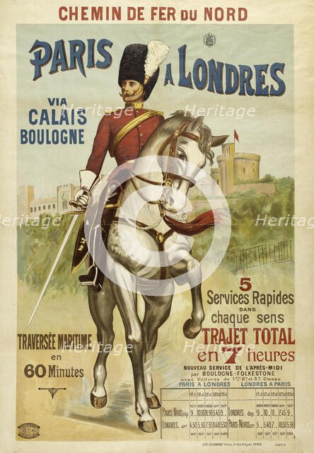 Chemin de fer du Nord. Paris à Londres via Calais, 1890. Creator: Gray (Boulanger), Henri (1858-1924).